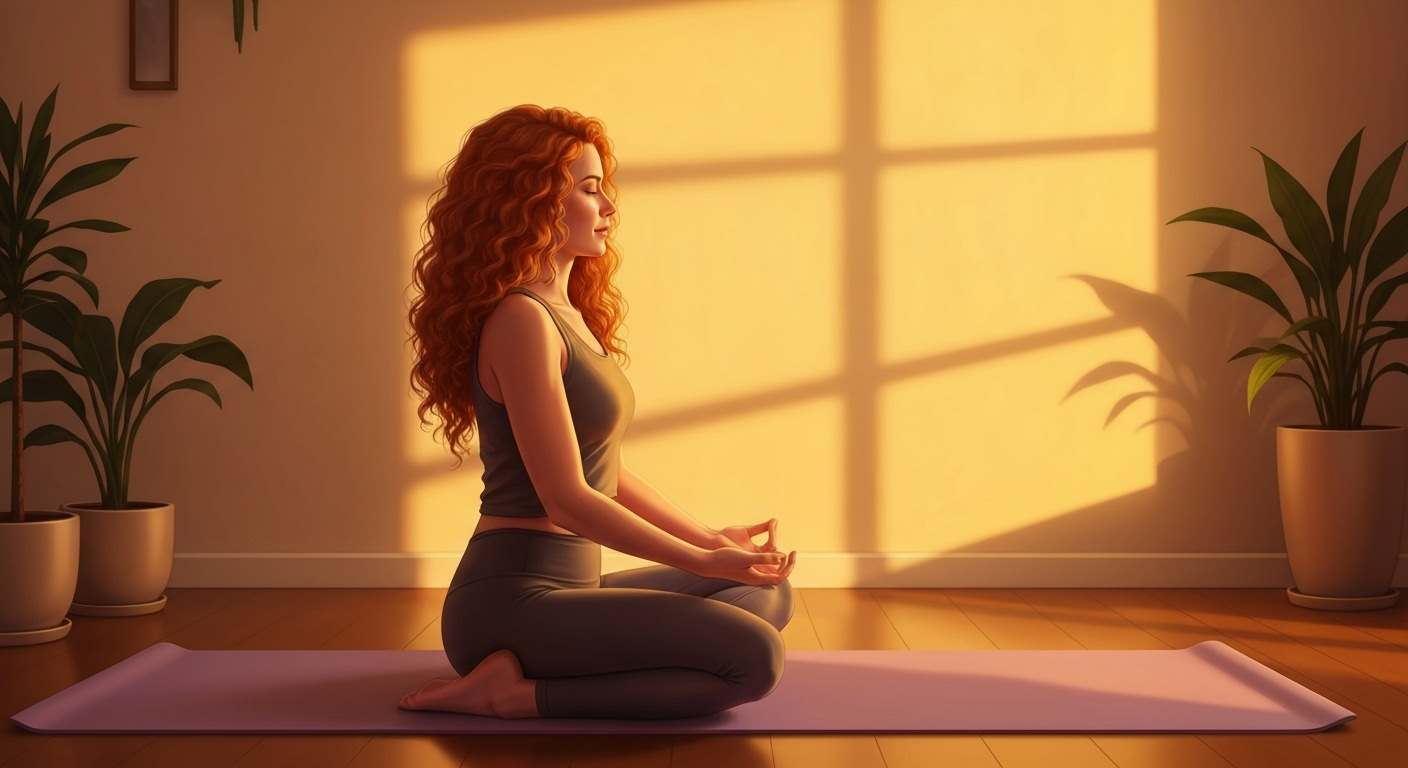 Woman meditating indoors yoga