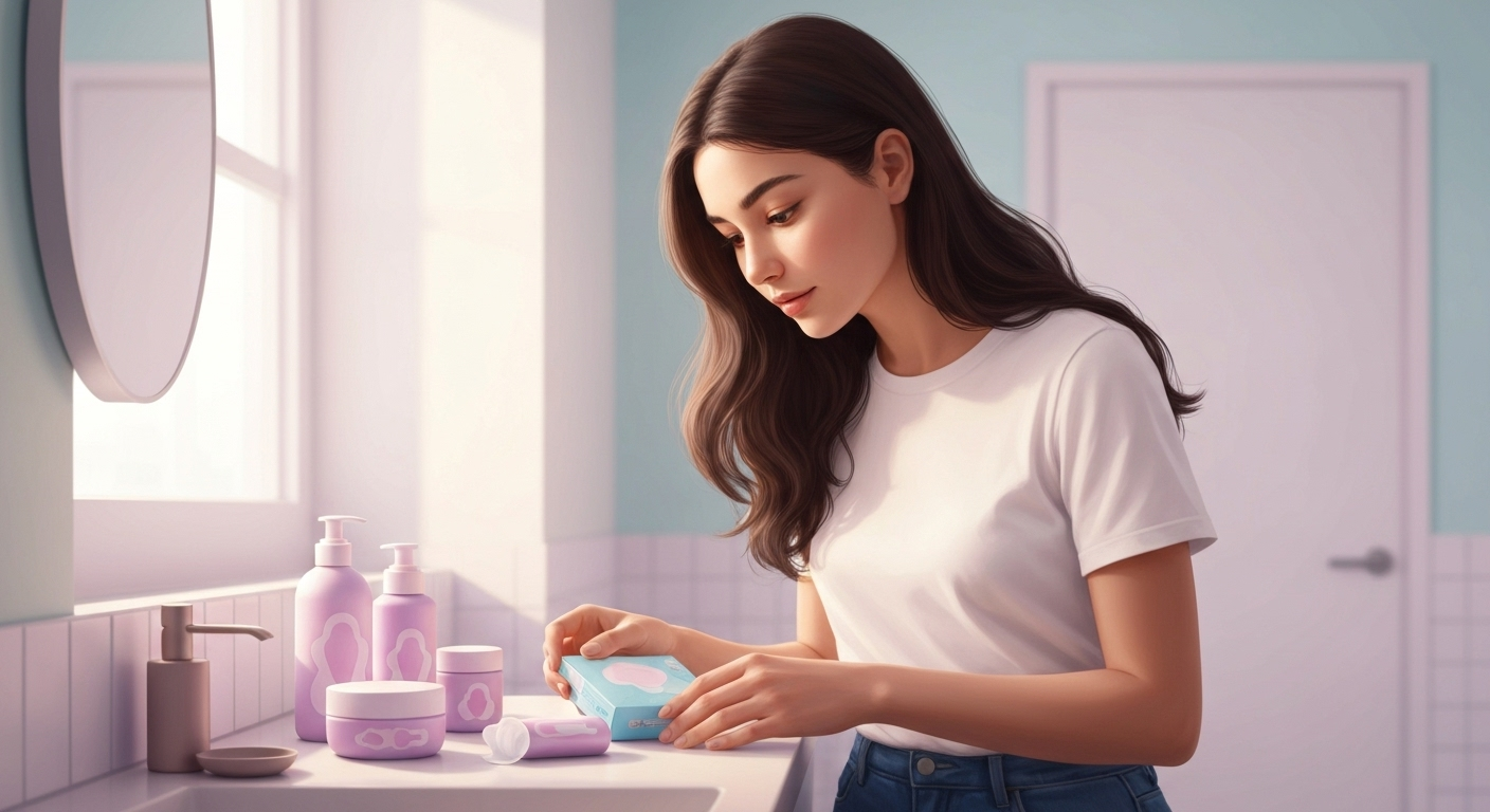 Woman with menstrual products