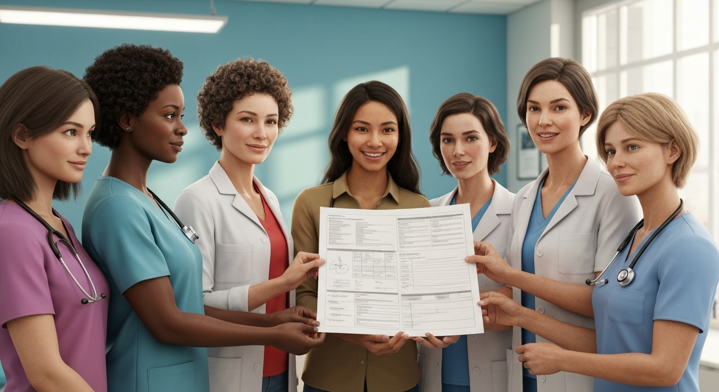 Diverse women in clinic scene