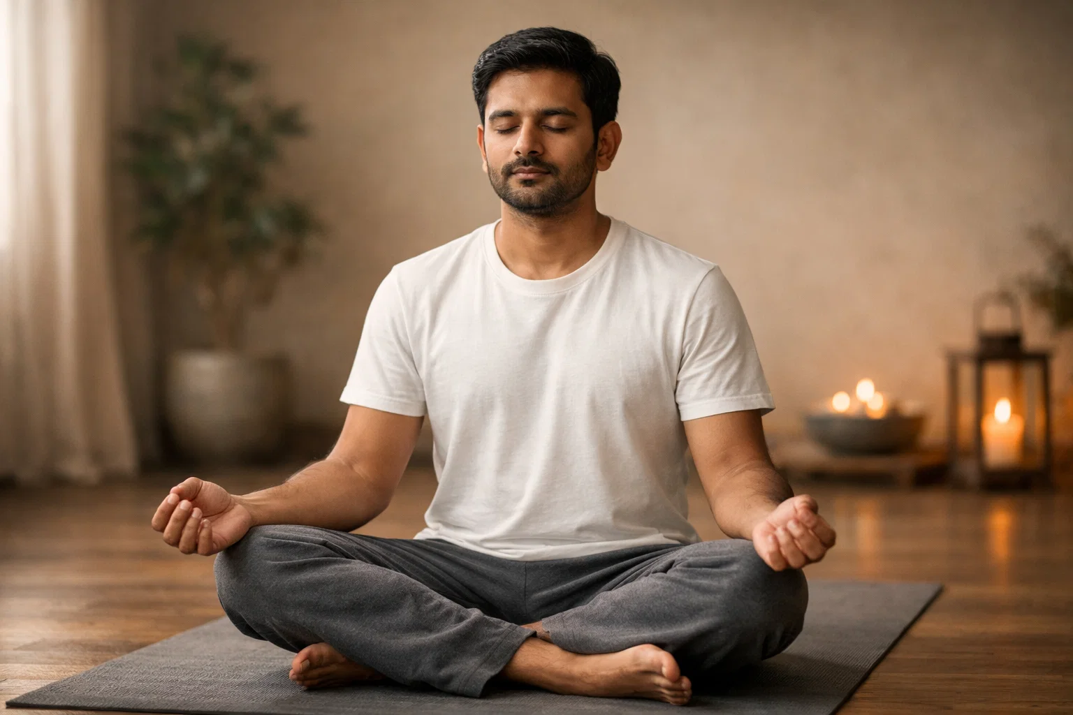 Yoga and Lifestyle for Fertility Man practicing yoga for stress relief and fertility boost